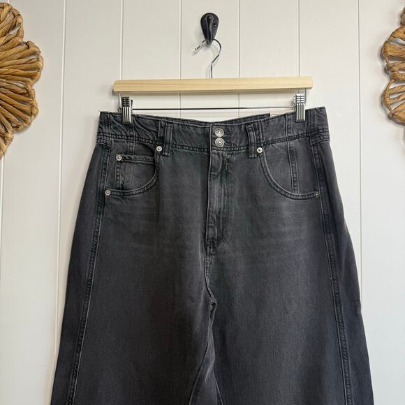 Free People jeans straight-leg high rise cotton streetwear boho pants 32 - Picture 4 of 9